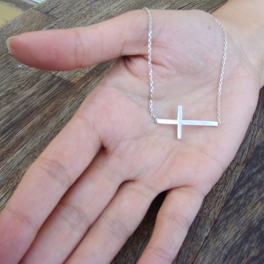 Horizontal Cross, Sterling Silver Petite Cross